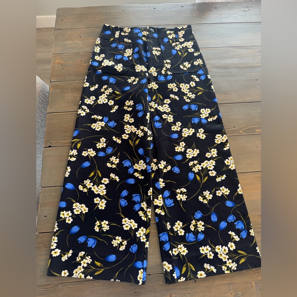 Anthropologie Maeve Black Floral Pants - The Collette